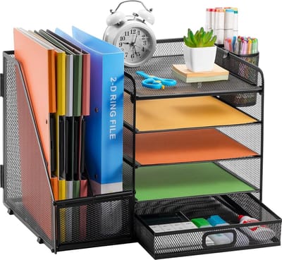 Bureau Organizer met Papierhouder en Tijdschriftenhouder - Desk Organizer voor Kantoorbenodigdheden - Elegant Bureau Accessoire
