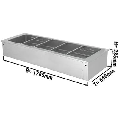 GGM Gastro Einbau Bain-Marie - 1800mm - 5x GN 1/1 - 3,65 kW Zilver