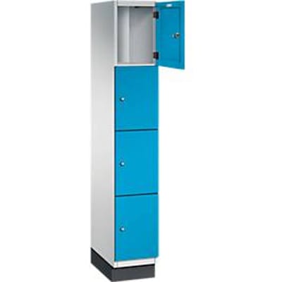 C+P Cambio lockerkast, 1 vak, 4 vakken, met plint, B 300 x D 525 x H 1980 mm, lichtgrijs/lichtblauw