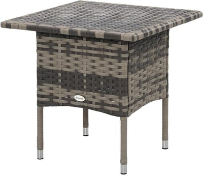 Bijzettafel Tuin - Polyrotan Tafel - Buiten Zitten - Groot Plateau - 50 x 50 x 47 cm - Zwart