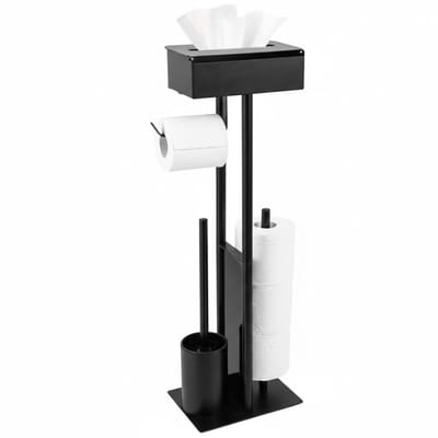 ZRSS® Toiletbutler - Staande Toiletrolhouder - Toilet Butler - Borstel met Houder - Met Vochtige Doekjes Doos - Zwart