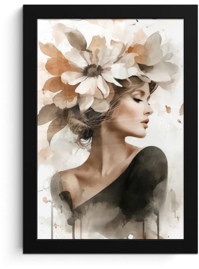 Poster in lijst - Fotolijst 20x30 cm - Posters - Bloesem - Portret - Gezicht - Posterlijst zwart - Decoratie - Wanddecoratie woonkamer - Muurdecoratie slaapkamer