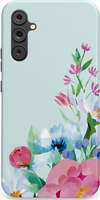Casetastic hoesje geschikt voor Samsung Galaxy A34 (2023) 5G - Dubbellaagse bescherming - Dagdroom in bloei - Fashion Case - Lichtgrijs Lichtroze
