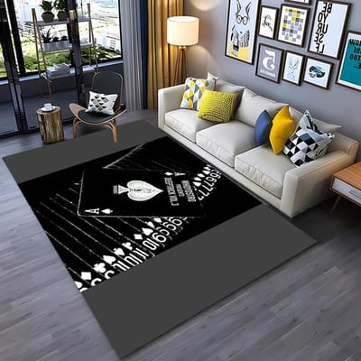 Tapis Thème Poker pour Salon Chambre Couloir Longue Bande Alfombra Antidérapant Doux Tapis de Zone Canapé Paillasson Décoration Intérieure Tapete HD 40x60cm (16x24in)
