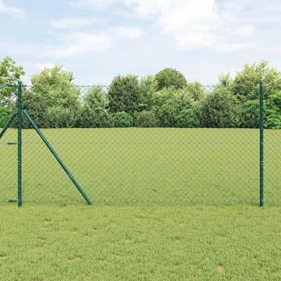 vidaXL - gaashek - met - grondbevestiging - 10 - x - 1 - m - PVC-Coated - Staal - Groen