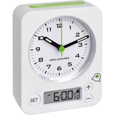 TFA 60.1511.02.04 - Wekker - Analoog - Cijfers - Digitale Alarminstelling - Radiogestuurde tijdsaanduiding - Snooze - Achtergrondverlichting - Wit