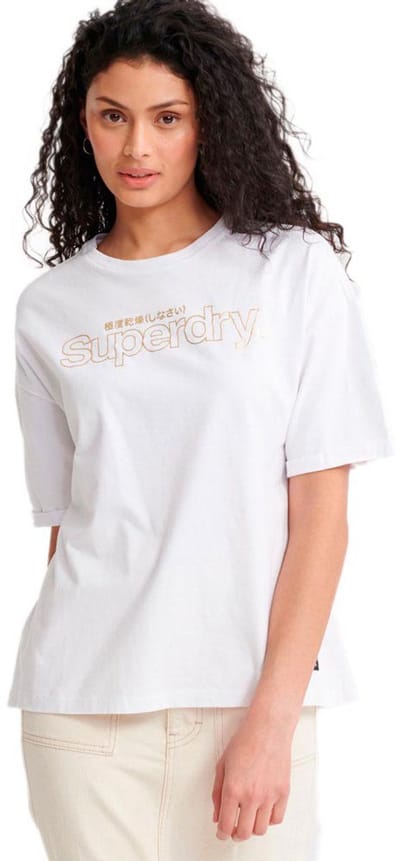 Superdry Swiss Logo Outline Boxy T-shirt Met Korte Mouwen Wit S Vrouw