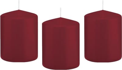 Trend Candles Cilinderkaars/stompkaars - 8x - bordeauxrood - 6 x 8 cm - 29 branduren - met brandvertragende folie