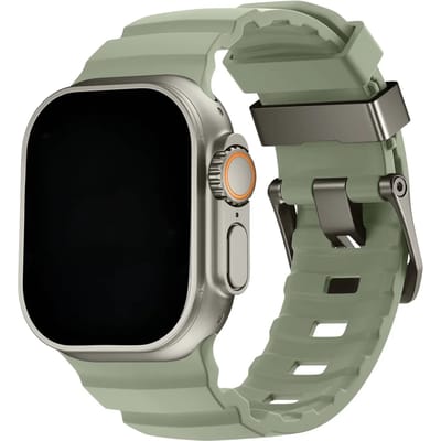 123watches Ranger bandje - siliconen - groen - 44 · 45 · 46 & 49 mm - Geschikt voor Apple Watch series 1/2/3/4/5/6/7/8/9/10/11/12/SE/SE2/SE3/Ultra/Ultra 2/Ultra 3/Ultra 4