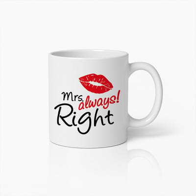 Grappige Vrouwen Mok 330ml – “Mevrouw Altijd Gelijk” met Rode Lippen – Humoristische Koffiekop Cadeau voor Vrouwen, Echtgenotes & Stellen
