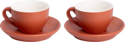 Palmer - Colors - Cappuccino kop en schotel - Mat - 2 stuks - 18 cl - Bruin - Porselein - Koffiekopjes