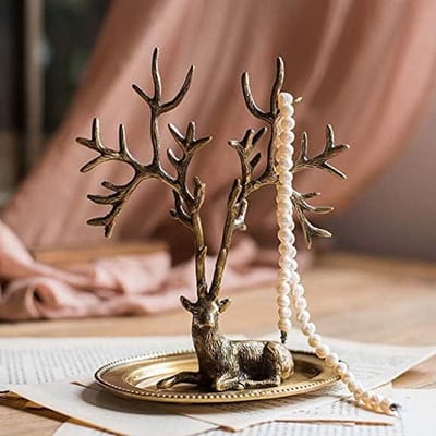 Decoratieve Hanger - Sieradenhouder Antler - Sieraden Opbergen - Koperen Afwerking - 12 x 21 cm - Messing