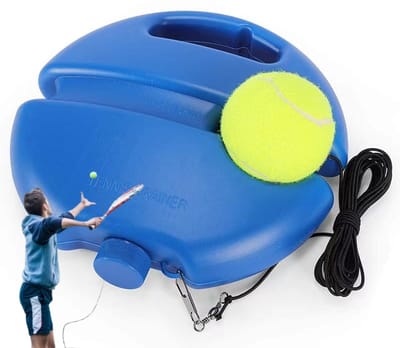 2-delige set - Tennis Trainer Rebound Ball Set-Solo Practice Reaction Kit/Ball-Draagbaar Trainingshulpmiddel voor Beginners/Volwassenen(1 basis + 1 ballen, blauw)