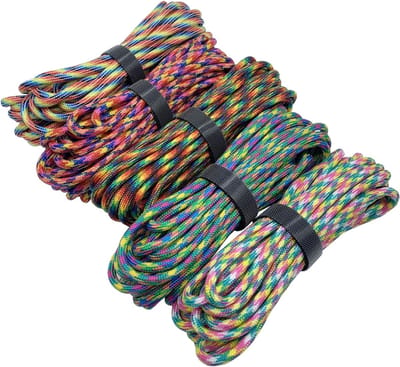 4 mm, 5 stuks, 236 inch, paracord touwen, 7 kernen, nylon touw, survival, outdoor, camping, armband, totale lengte 1180 inch (kleur C, 5 x 6 m)