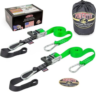 Bevestigingsriemen - Spanbanden Ratelbanden - Lading Zekeren - Ingebouwde Zachte Lus - 3 Meter Lang - Groen Zwart