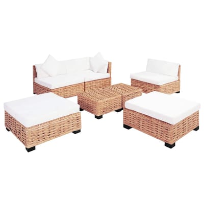 vidaXL - Loungeset - natuurlijk - rattan - 18-delig