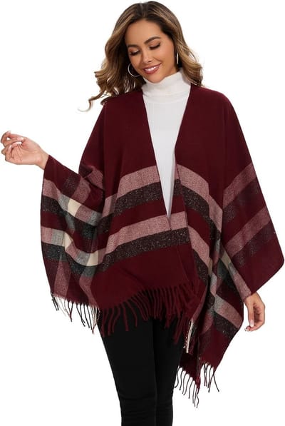 Elegante Dames Poncho voor de Winter - Warme Gebreide Cape, Dekentje en Sjaal - Perfect Cadeau voor Verjaardag en Kerst