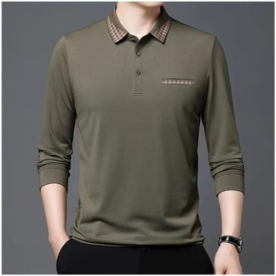 Herfst Nieuwe Top Revers Poloshirt Middenleeftijd Mannen Losse Casual Ondershirt Heren Lange Mouw T-shirt XXXL black