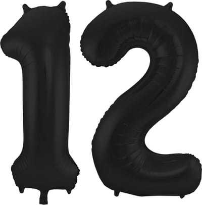 Folat Verjaardag Leeftijd folieballon - 12 jaar - zwart - 86 cm - cijferballon groot