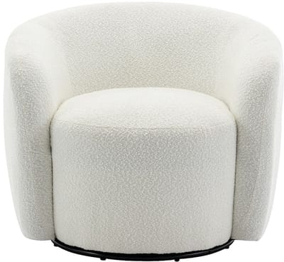 Vente-unique Draaibare fauteuil van witte boucléstof - VEREIDE