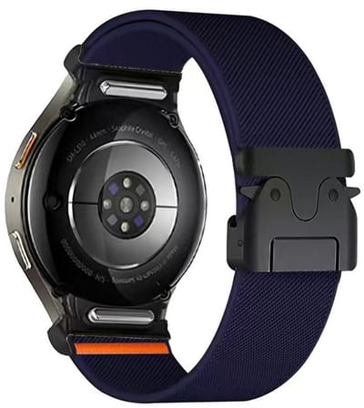 Nylon bandje - geschikt voor Samsung Galaxy Watch 7 (40 & 44mm) / Watch 6 (Classic) / Watch 5 (Pro) / Watch 4 (Classic) / Watch FE - parachute sluiting - donkerblauw