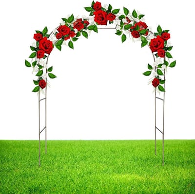 Bruiloftsboog Tuinboog - Rozenboog Prieel - Klimplanten Ondersteunen - Roestvrij Staal - 150 x 240 cm - Zwart