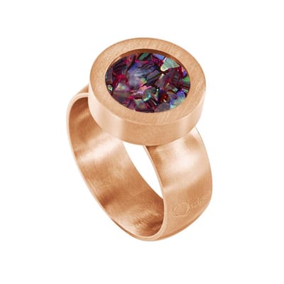 Quiges RVS Schroefsysteem Ring Rosékleurig Mat 16mm met Verwisselbare Multi Vlokjes Schelp 12mm Mini Munt