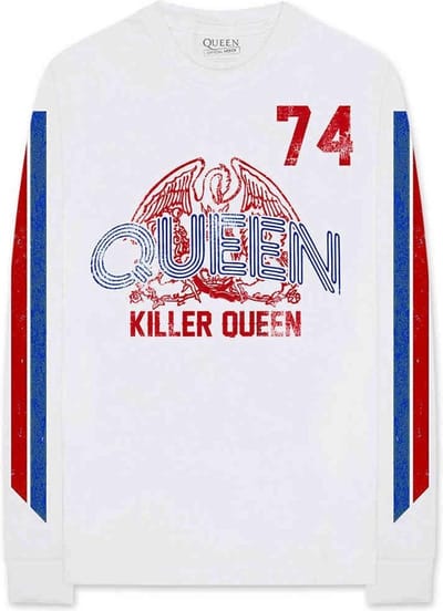 Queen - Killer Queen '74 Stripes Longsleeve shirt - L - Wit