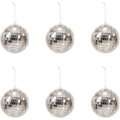 Housevitamin Kerstversiering - Kersthanger - Discobal - Foam - Set van 6 - Zilver - 6x6x6cm