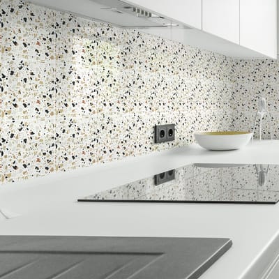 Muurstickers - Zelfklevende tegelmuurstickers voor keuken en badkamer - 9 Pablo Terrazzo tegelstickers - 9 stickers 20x20cm