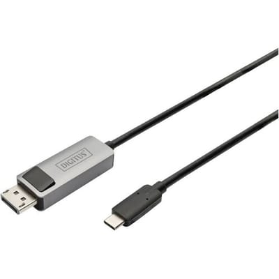 Digitus DB-300334-020-S DisplayPort / USB-C Adapter [1x USB-C - 1x DisplayPort stekker] Zwart Afgeschermd, Rond 2 m