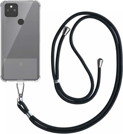 Telefoonhoesje Geschikt voor Google Pixel 5A Transparant ShockProof met Afneembaar Universeel Telefoonkoord - Cover Case Siliconen ShockProof with Lanyard - Smartphonica geschikt voor Google Pixel 5A