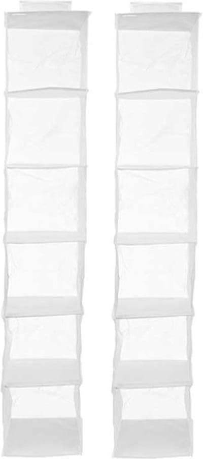 Kipit Kledingkast organizer - 2x - 6 vaks - wit - 25 x 25 x 138 cm - ruimtebesparend/hangend