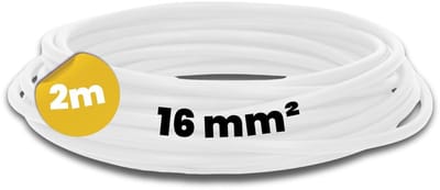 Kalitec 2 meter H07V-K 16 mm² witte bedradingskabel | Flexibele enkeladerige kabel | 16 mm² gevlochten draad | Fijnaderige bedrading | Enkeladerige kabel voor meterkasten | Enkeladerige kabel voor schakelkasten