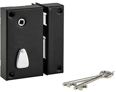 Verticaal Deurslot met 6 Groeven - 75 x 130 mm, Zwart, 2 Sleutels
