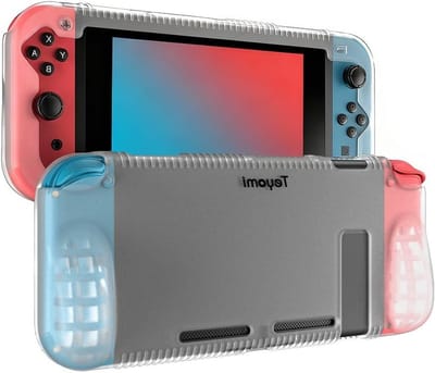Compatibele Beschermcase voor Nintendo Switch, Siliconen Hoes met 2 Game Card Slots, Schokbestendig en Krassbestendig (Transparant)