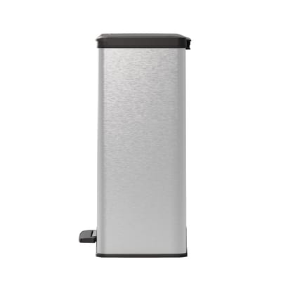 Curver Decobin afvalbak - 65 liter - rechthoekig - zilver metaallook - premium opbergoplossing, duurzaam kunststof, moderne huiselijke organisatie