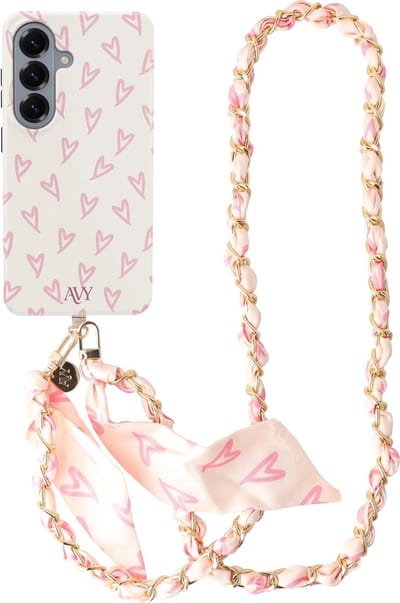 AVY Hoesje Met Telefoonkoord | Geschikt voor Samsung Galaxy S26 | Compatibel met MagSafe & Qi2 | Hard Shell Back Cover | Stijlvol Bijpassend Koord Crossbody (120CM) | Cupid Blush