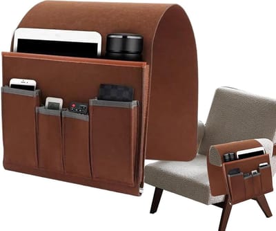 Bank Armleuning Organizer - Afstandsbediening Houder - Spullen Opbergen - Verstelbare Stoel - 28 cm Breed - Bruin