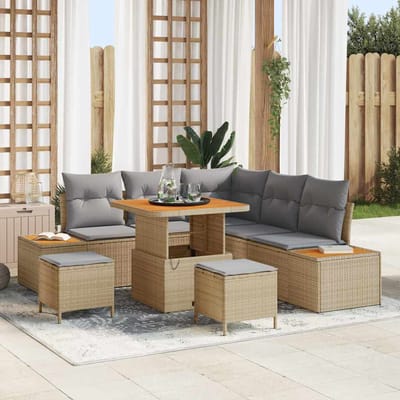 vidaXL - Tuinbank - Set - 8 - st - 7-Aantal - zitplaatsen - Beige - Poly - rattan