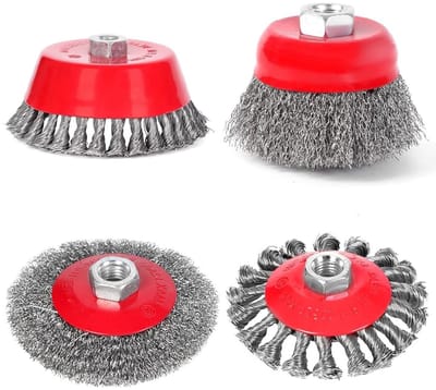 Draadborstels voor haakse slijper, 75mm potborstel en 100mm ronde borstel, staal draadschijf voor roestverwijdering, schoonmaken en slijpen van metalen oppervlakken