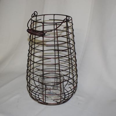 ZoeZo Design - Windlicht - kaarsenhouder - kandelaar - zwart/rood - staal - H 35 Ø 22 cm - stoer - sober - robuust - industrieel