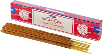 Satya Nag Champa wierrook stokjes Rozen bloemen geur - 15x - Lichaam in balans - Meditatie - staafjes van 21 cm - 30 minuten