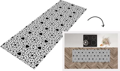 Keukenloper - Loper keuken - Celtic - Zwart - Wit - Vintage - Patronen - 150x50 cm - Keukenloper vinyl