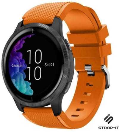 Strap-it Smartwatch siliconen bandje - geschikt voor Garmin Venu / Venu SQ / Vivomove HR / Forerunner 245 / 570 - 42mm / 645 - oranje
