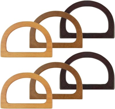 6 Stuks Houten Tas Handvatten D-Vorm voor Handgemaakte Tassen, Schoudertassen en Strandtassen - DIY Vervangingshandvatten voor Handtassen en Winkeltassen