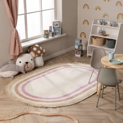 Little Olly Ovaal wasbaar kindervloerkleed - Milo Roze - 200x300cm