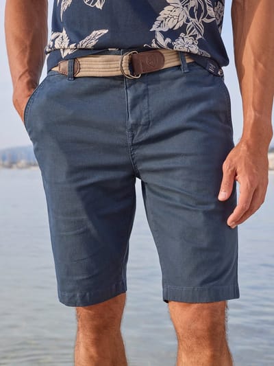 LERROS Comfortabele chino-bermuda met riem en minimal-print , Maat: 36 , Kleur: STORM BLUE , 98% katoen, 2% elastaan