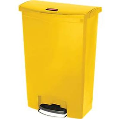 Pedaalemmer Slim Jim®, kunststof, volume 90 liter, met wielen, geel