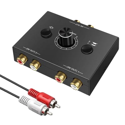 carmdering - RCA Audio Schakelaar – RCA Stereo Audio Splitter – 2-in-1 Stereo Schakelaar en Splitter – 2 naar 1 of 1 naar 2 - Tulp switch